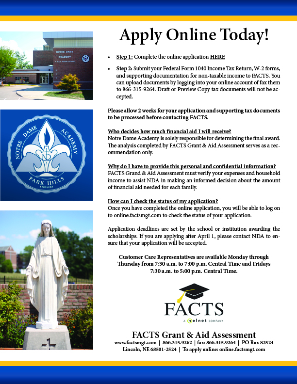 Notre Dame Academy Admissions Prospective Students Financial 